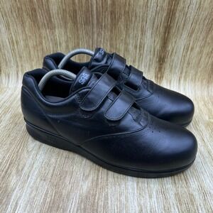 SAS Me Too Walking Shoes Women's Size 10.5 M Black Leather Hook And Loop